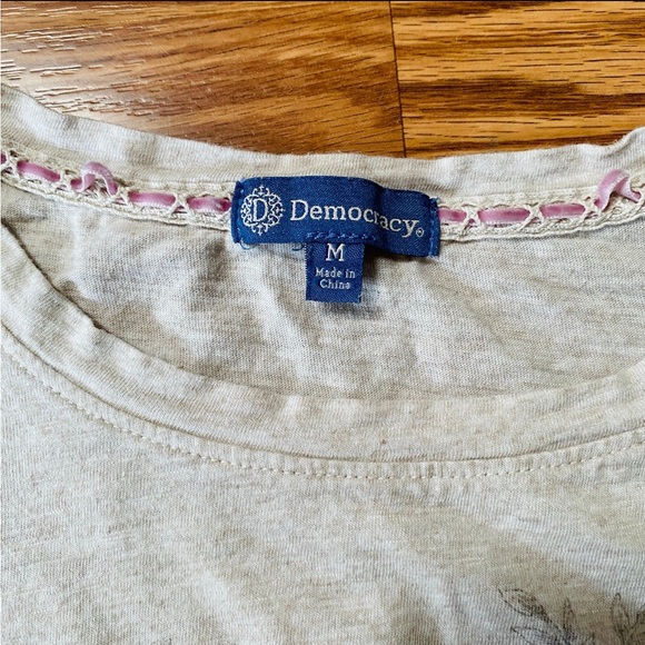 Democracy Floral Knot Tie Cropped Shirt M - Picture 3 of 5